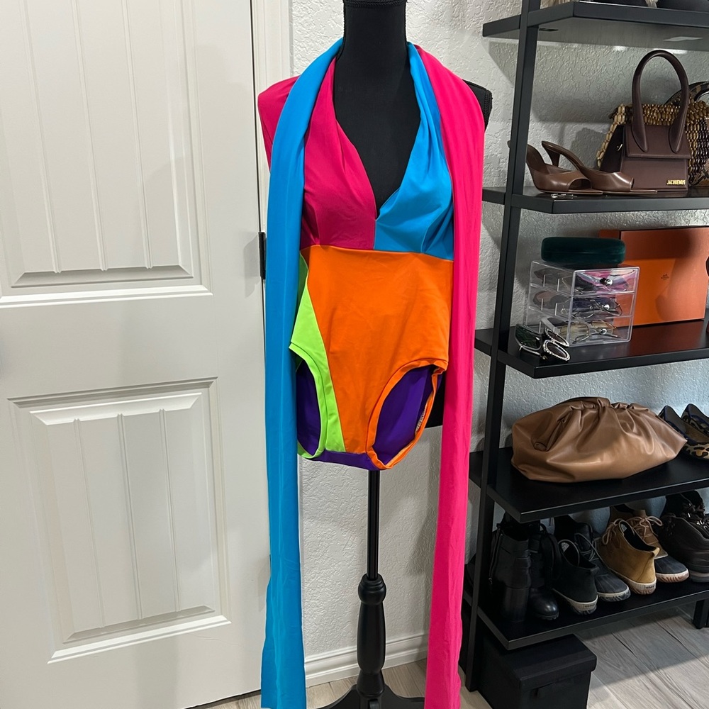 Nakimuli Wrap Multi Colored One Piece Swimsuit Lrg - Picture 1 of 5
